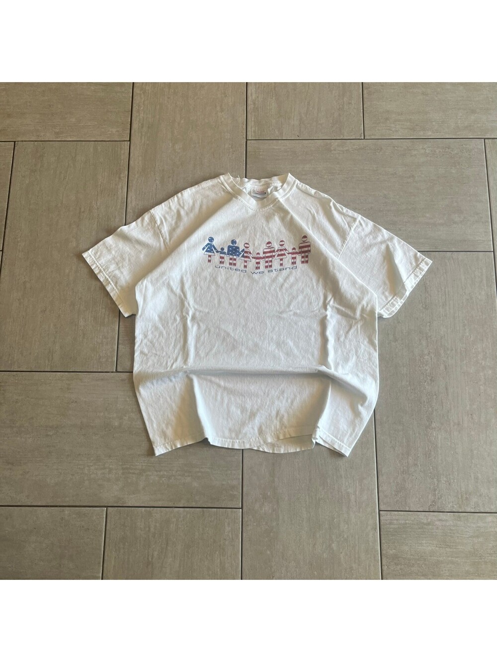 Vintage Hanes White Graphic Tee United We Stand Patriotic XL